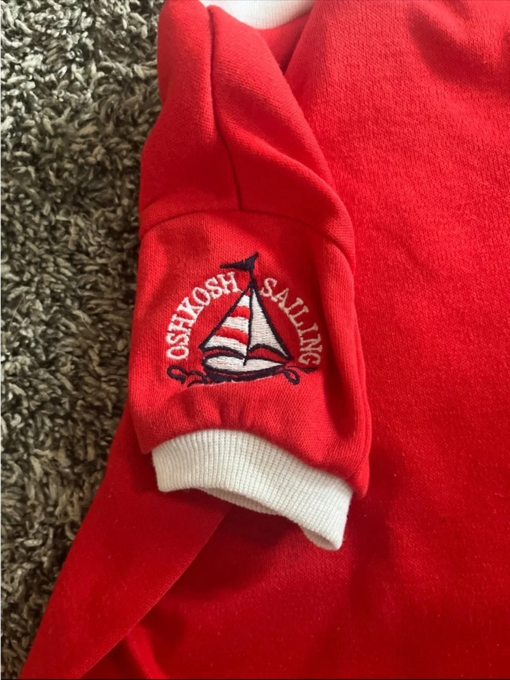 Vintage OshKosh B'gosh Red Ringer Tee Sailing Embroidered 12M